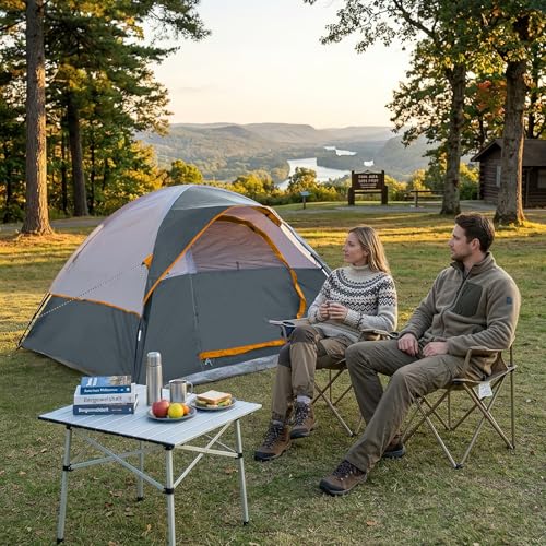 Image of CAMPROS CP 3 Person Tent, Dome Tents for Camping with Rainfly, Waterproof Camping Tent Easy Set Up, Portable Family Tent with Large Mesh Window & Carry Bag for Outdoor Hiking