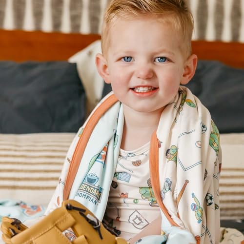 Image of Copper Pearl Jumbo 3-Layer Baby Blanket: Soft Baby Quilts for Boys and Girls | Breathable, Cozy, Toddler Blanket | Baby Quilt for Newborns | 60x72 Premium Material | Sesame Street Varsity Friends