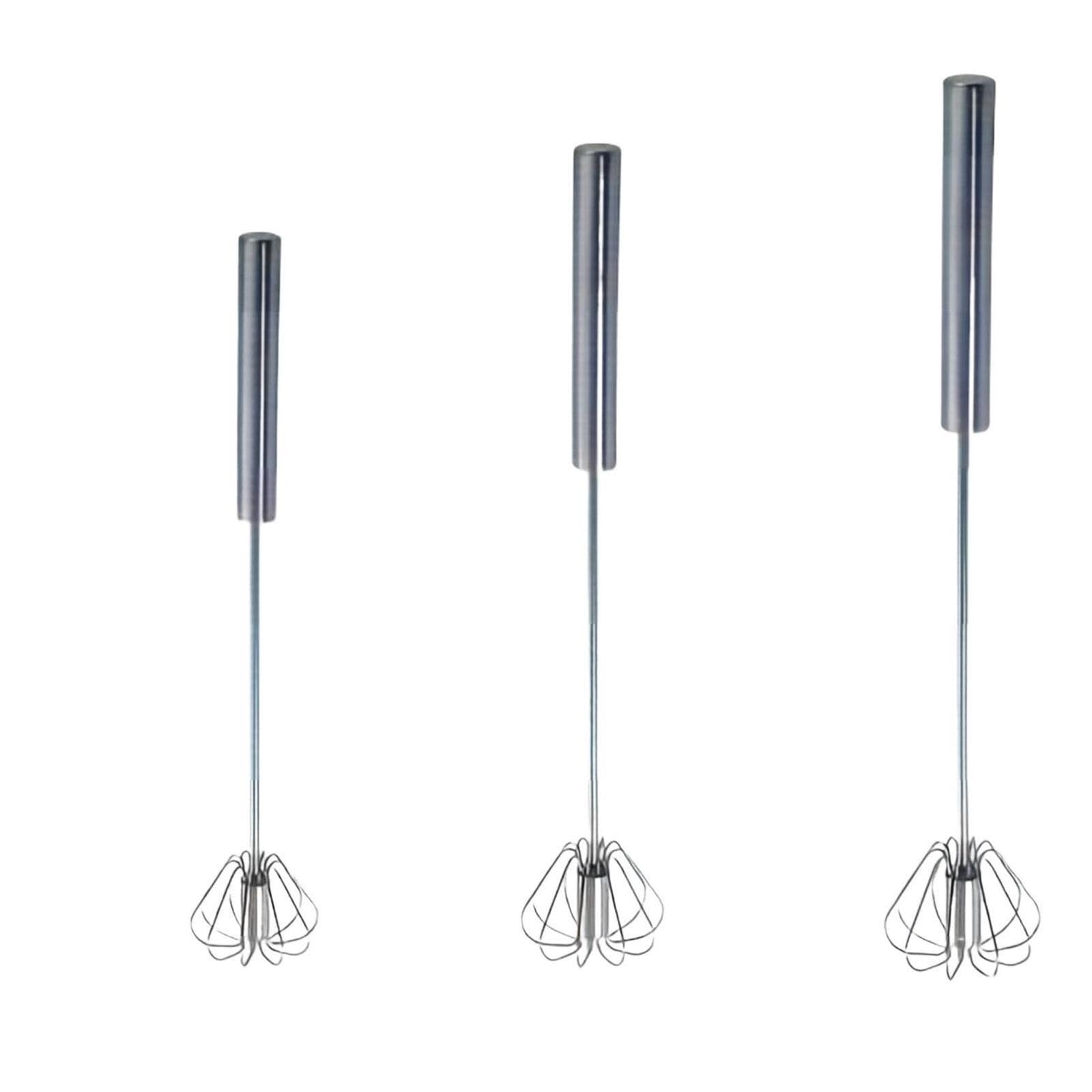 Kochen Edelstahl Schneebesen Milchkännchen Halbautomatischer Drehbesen Buchenholz Vase Griff Handmixer Kochen Ballon Ei(3