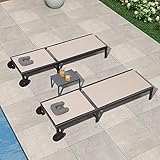 PURPLE LEAF Patio Tanning Lounge Chair Set with Face Down Hole Outdoor Aluminum Adjustable Reclining...
