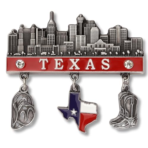 Imán de metal con skyline de San Antonio de 2.75 pulgadas miniatura 1