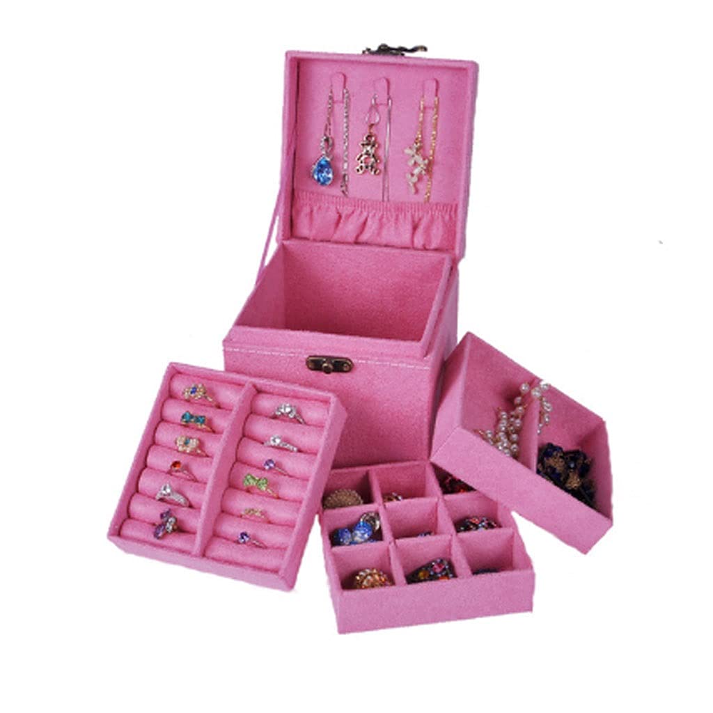 Caja de joyería Vintage de Estilo Europeo, pequeña Pulsera a Cuadros Multicapa, Pendientes de Princesa, Caja de Almacenamiento de joyería Simple, Estuche cosmético