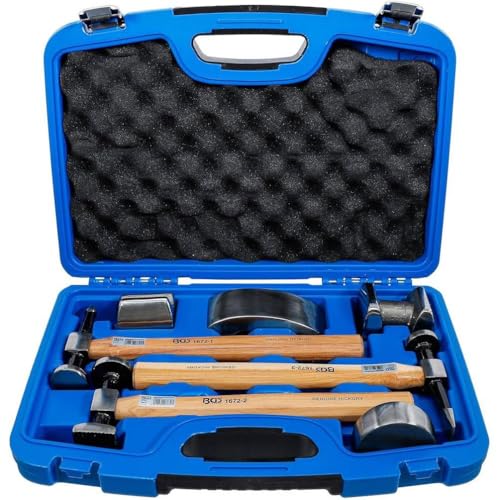 Mallette de Tas et Marteaux de Carrosserie 7 pcs - Outils Robustesse et Précision - Acier, Pro - D-Work