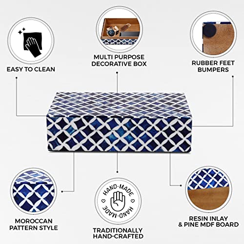 Handicrafts Home Decorative Storage Box with Lid, Moroccan Remote Control Holder Box, Wide Coffee Table Storage Organizer - Image 4