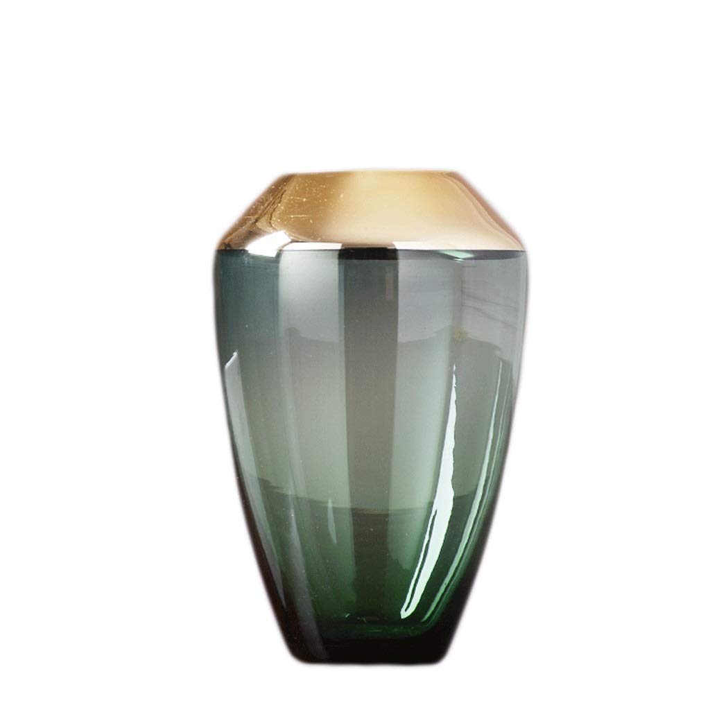 Vase en verre vert et or pour une décoration florale élégante du salon
