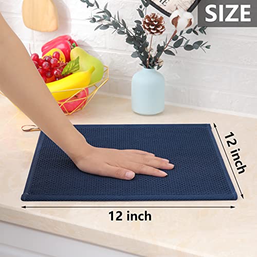 Homaxy 100% Cotton Waffle Weave Kitchen Dish Cloths, Ultra Soft Absorbent Quick Drying Dish Towels, 12X12 Inches, 6-Pack, Navy Blue #TOP4
