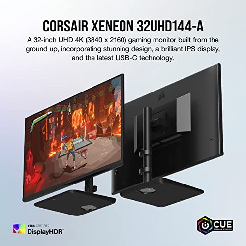 Image of Corsair XENEON 32UHD144-A Gaming Monitor - 32-Inch, IPS UHD (3840 x 2160), AMD FreeSync Premium Adaptive Sync, 144Hz Refresh Rate, 1ms, DisplayHDR600, HDMI 2.1, DisplayPort 1.4, USB-C 3.1 - Black