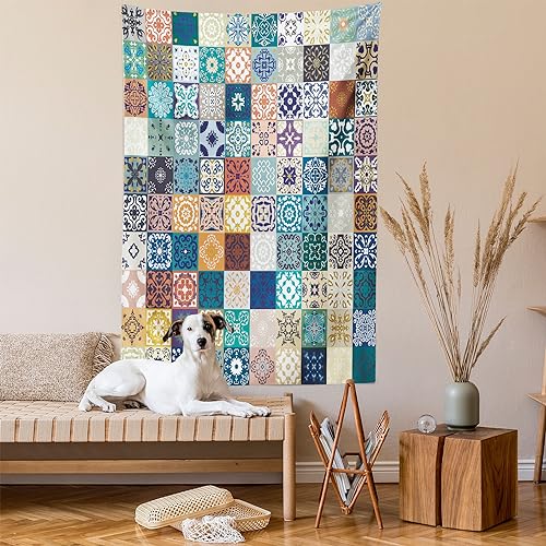 Ambesonne TAP_17019_MOROCCAN_07.07_40X60 Moroccan Tapestry, Patchwork Pattern Different Colorful Original Tunisian thumb #1