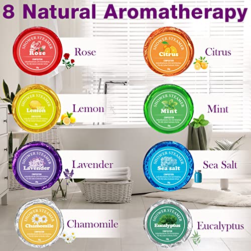 72 Pcs Shower Steamers Aromatherapy Bulk for Women Men 8 Scents Shower Bombs with Essential Oil Individually Wrapped Bath Shower Tablets Birthday Wedding Gift for Self Care, Relaxation, Spa Day - Image 4