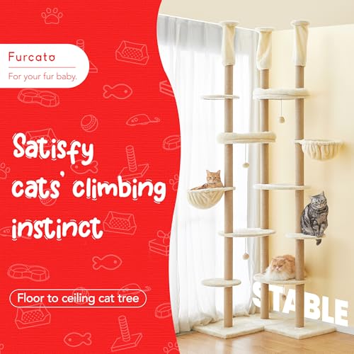 Torre para gatos ajustable Beige 102 in altura miniatura 2