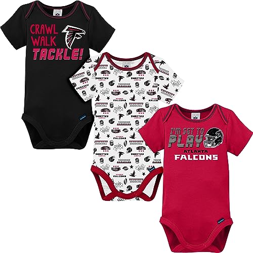 NFL Atlanta Falcons 3 Pack Short Sleeve Bodysuit, red/Black/White Atlanta Falcons New, 3-6 Months