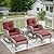 5 Piece Patio Rocking Chairs Furniture Set - Outdoor Wicker Furniture with Ottomans and Side Table, Rattan Conversation Bistro Set for Porch Balcony Backyard