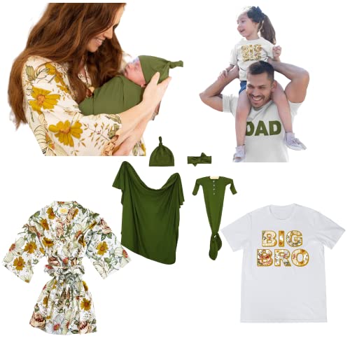 Big Brother Tshirt Youth Size L - Matching Floral Design Big BRO Big SIS T-Shirts