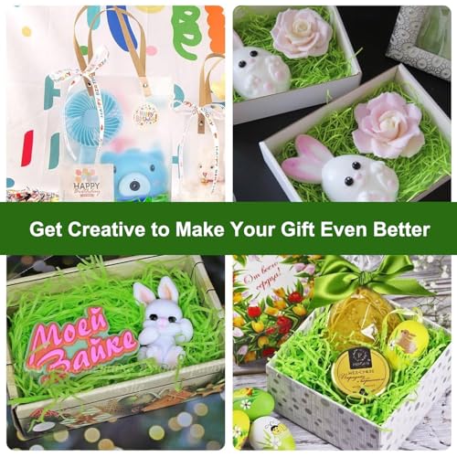 200g Raffia Füllmaterial Geschenk Premium Raffia Geschreddertes Papier für Geschenkbox Weiches Hochwertiges Füllmaterial Geschenkbox Umweltfreundlich für Ostern, Geburtstage und Partydekoration (Grün)