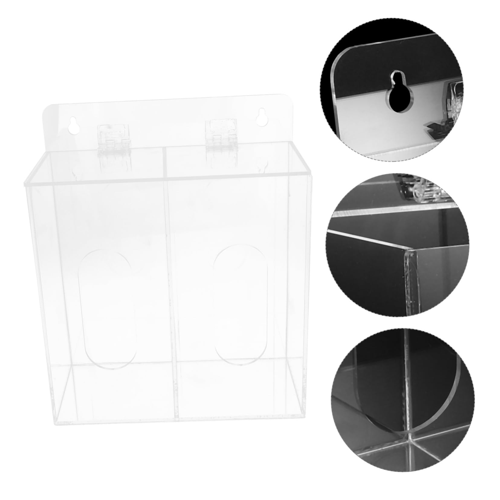 Dispenser per Guanti in Acrilico Trasparente da Parete con Due Scomparti, Design Salvaspazio per Mascherine e Guanti in Laboratori Professionali