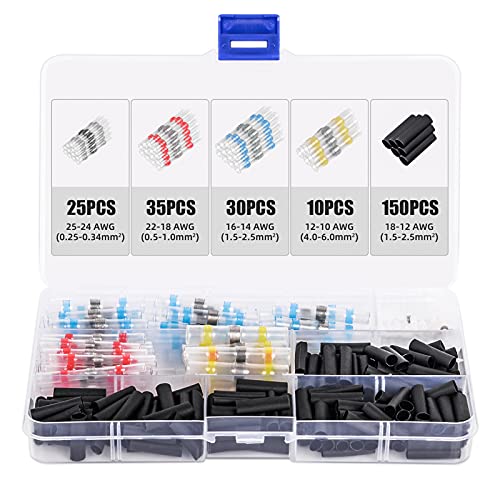 Lötverbinder Set 250tlg,Stoßverbinder Set,Insulated Kabelverbinder Schrumpfverbinder Stoßverbinder Quetschverbinder Kabelverbinder Cover