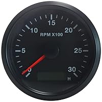 Vista 11 de ELING Universal Tachometer Gauge RPM with LED Digital Adjustable Hour Meter and RPM Alarm 12000RPM 85mm with Backlight