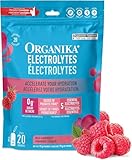 Organika Canadian-Made Electrolytes Powder- Wild Raspberry Sachets- On the Go Sugar-Free Hydration and Electrolyte Replenishment with Prebiotics and Vitamin C-3.5g x 20ct