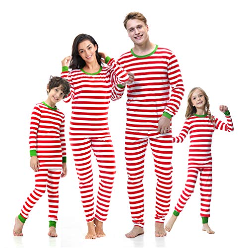 Benaive Matching Family Christmas Pajamas Set Boys Girls Holiday Pjs for Womens Mens Sleepwear (Redwhite,Striped, Women-X-Large)