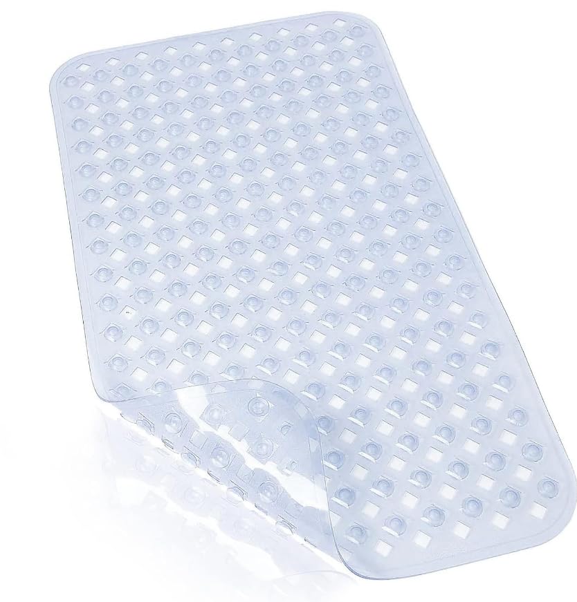 TerraShine お風呂マット 70×40cm すべり止めマット 滑り止めマット バスマット 吸盤 柔軟 快適性 水抜け穴付き 転倒防止 防カビ 防菌 洗いやすい 介護用 浴槽用 （クリアー）