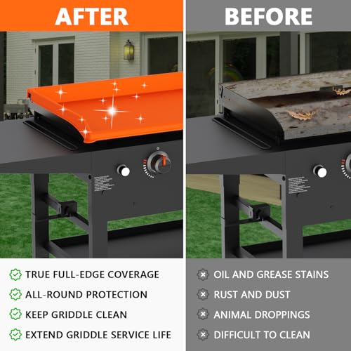Image of Silicone Griddle Cover for Blackstone - Full Protection Waterproof Griddle Top Cover All Year Round Protective Mat for Black Stone Accessories (28 inch Orange)