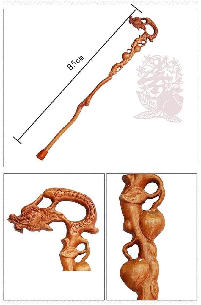 Drewniana laska z litej laski trzciny, starsze kulki, stały drewno drewniany, piechur, 4 style drobne rzeźbienie 92 cm Dostępne w razie potrzeby