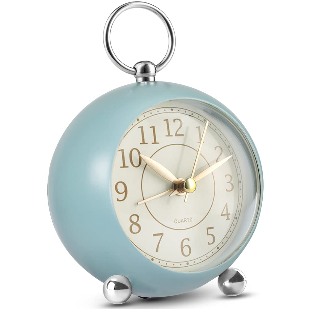 Neucox Silent Bedside Clocks Battery Operated Non Ticking Desk Clock Analogue Alarm Clock Bedroom Retro Alarm Clock Simple Loud Vintage Alarm Clocks with Light Large Display for Heavy Sleepers Office