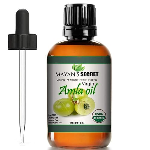 Mayan's Secret - Aceite Amla puro de 4 oz para el crecimiento del cabello Virgen prensado en frío orgánico certificado USDA