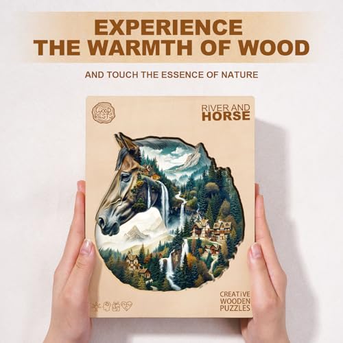 Puzzle de Madera para Adultos Río y Caballo Rompecabezas de Madera Forma Única 100 Piezas miniatura 4