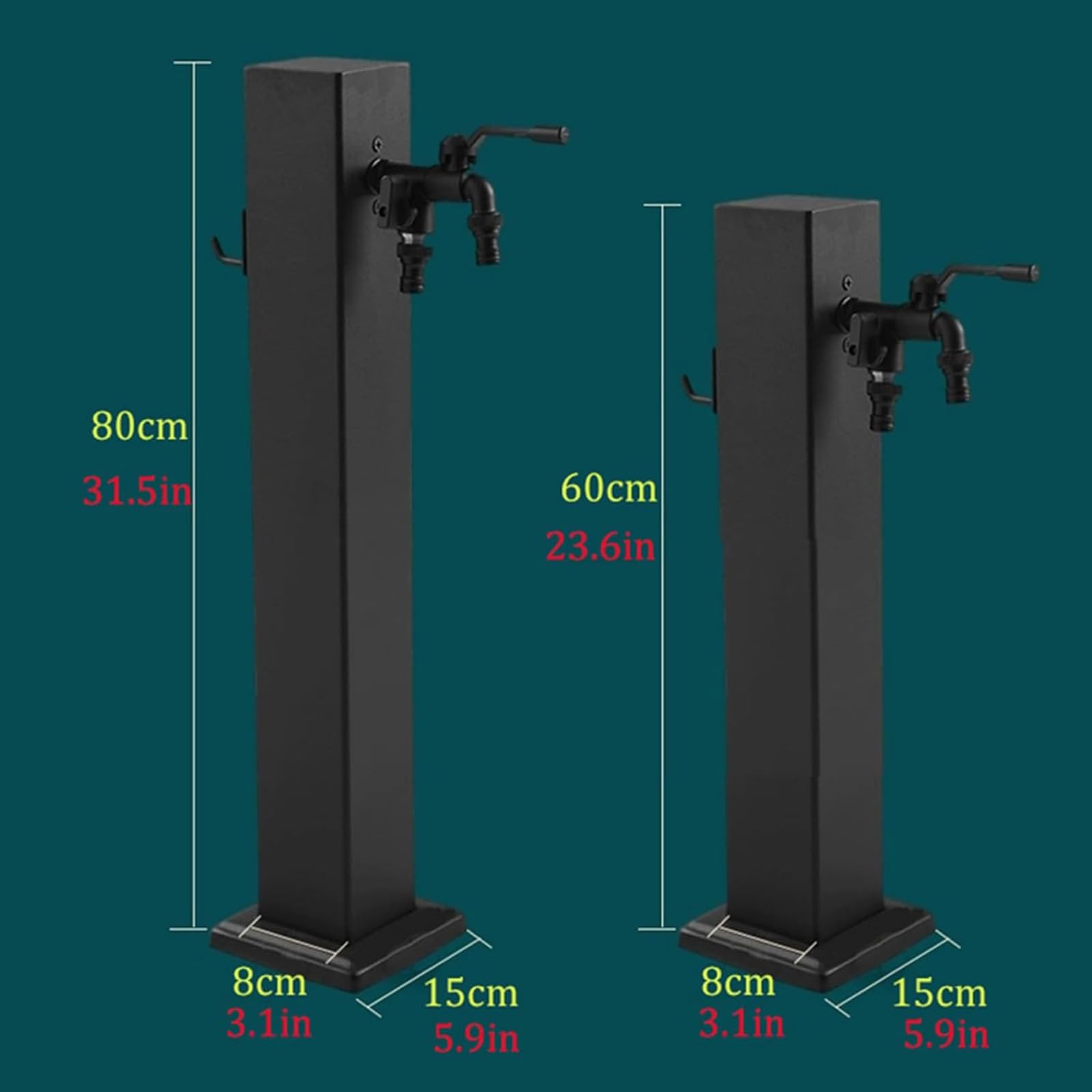 Fontana a Colonna da Giardino Esterno, Fontanelle da Giardino Verticale con Doppio Rubinetto di Uscita dell'Acqua, Rubinetto Antigelo da Esterno Fontana con Finitura Antiruggine