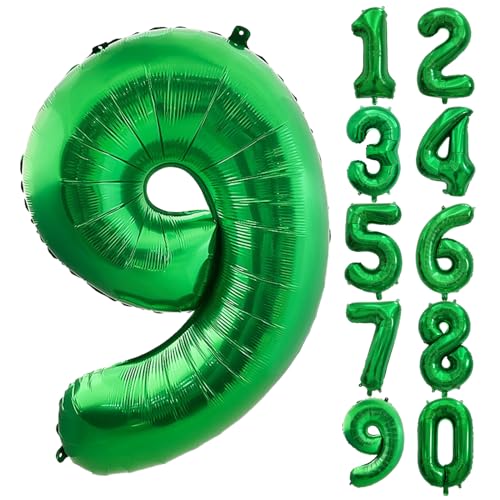 Image of Number Balloons Green Party Balloon - Giant Number 9 Balloon, 40 Inch Large Balloon for St. Patrick's Day Games Theme Birthday Decoration, Girls Boys Party Supplies