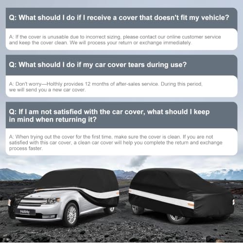Image of 10 Layers Mini Van Car Cover Custom Fit for Ford Flex (2008-2019), Waterproof All Weather for Automobiles, Outdoor Full Cover Sun Dust Rain Protection with Cotton. Black