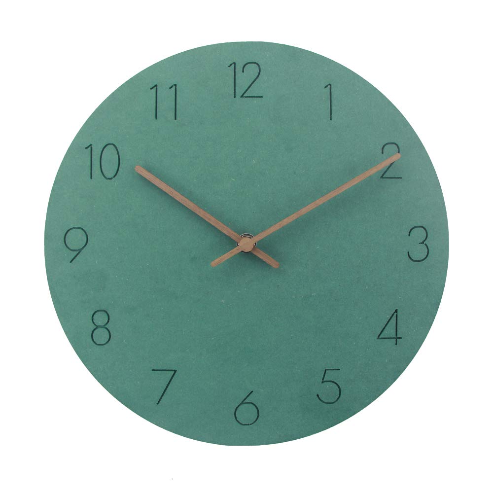 Wall Clock - Silent Flatwood Wall Clock 12" Non-Ticking Modern Style Wooden Clock Battery Operated Wall Clock for Home Living Room Kitchen Bedroom Office School Hotel