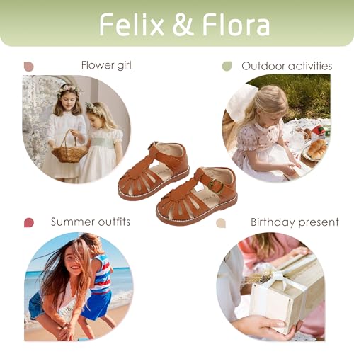 Image of Felix & Flora Toddler Girls Sandals Soft Rubber Princess Flat Shoes Flower Girl Shoes