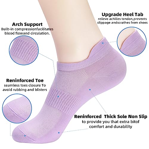Image of ATBITER Ankle Socks Womens and Men Thin Athletic Running Low Cut No Show Socks With Heel Tab 6-12 Pairs | White Short Summer Athletic Running Yoga Pilates Workout Sneaker Socks Lightweight Non Slip Size 7-9 9-11