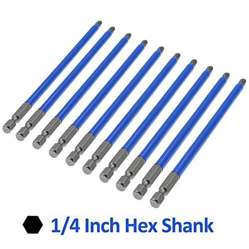 Amgiimor 10Pcs Magnetic Phillips Screwdriver Bits Set 6 Inch, 2 Non-Slip Cross Head Electric Screwdriver Bits Set 1/4