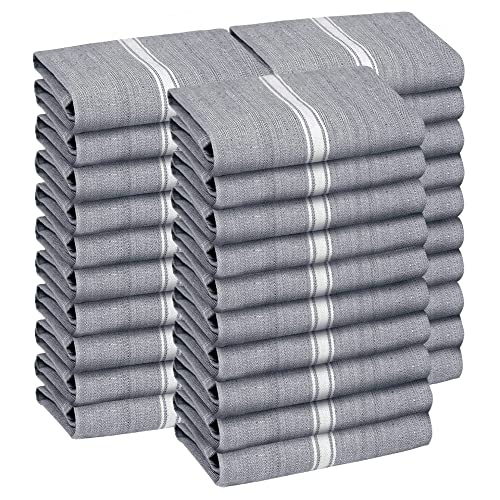 Zeppoli Classic Kitchen Towels 30-Pack - 100% Cotton Dish Towels - Reusable Cleaning Cloths - Gray Dish Towels For Kitchen - Super Absorbent - Machine Washable Hand Towels - 14” X 25” (Grey) #TOP7