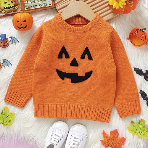 Toddler Halloween Pumpkin Sweater Boys Girls Knit Crewneck Sweatshirt Pullover Fall Winter Party Cute Casual Clothes3