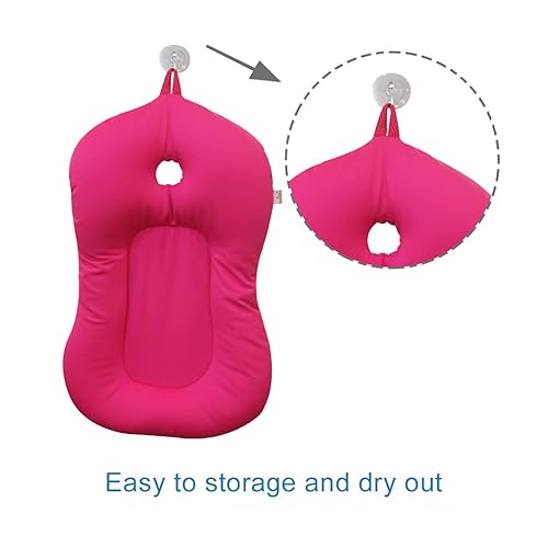 Miniatura 4 de KAKIBLIN - Tapete de baño para bebé, cojín de baño para bebé, suave y antideslizante, almohadilla de baño infantil de 0 a 6 meses, color rosa
