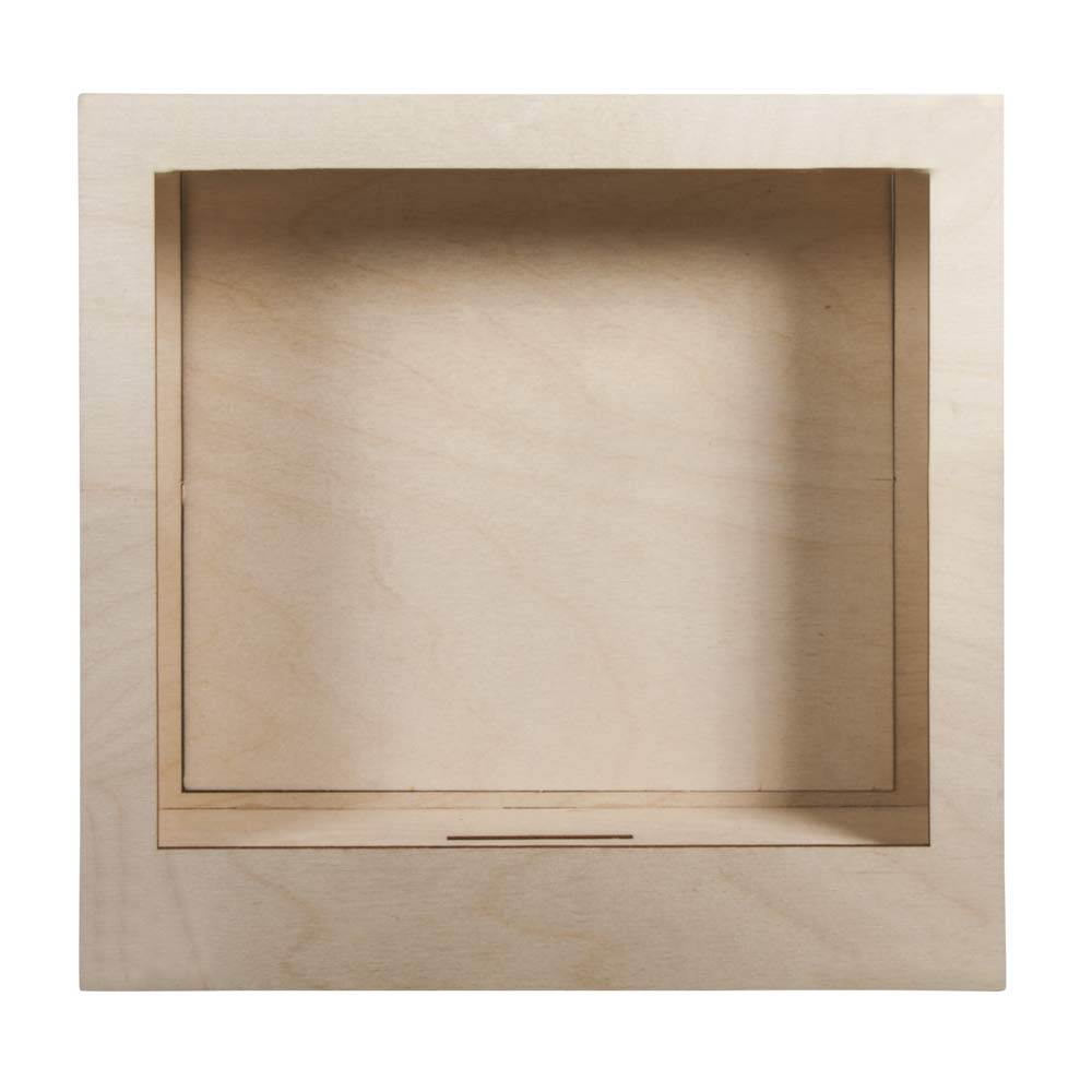 Rayher DIY Kit Wooden Shadow Box Frame, 3D Frame for Crafts, Frame Building Set, natural wood, 8 pieces, 24x24x6.6cm, 62854505