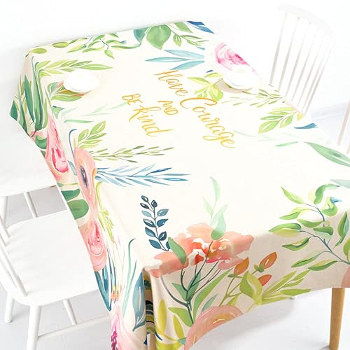 Einfarbiges Design Pastorale Tischdecke Kunst Baumwolle und Leinen Frische Tischtuch Rechteckige Couchtisch Tischtuch Schreibtisch Restaurant, Bankett(Happy Flowers,200x 140cm Thickened)