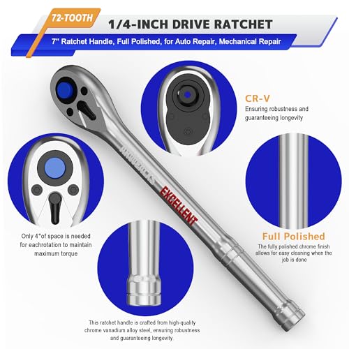 Clé à cliquet 1/4" pour débloquer les vis difficiles d'accès - 4