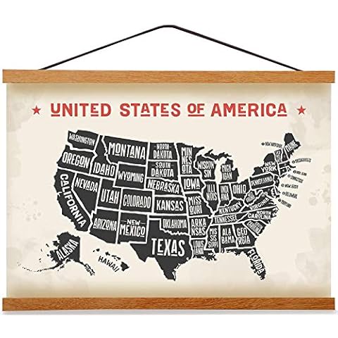 HONKKI Magnetic Poster Hanger Frame 36 Inch Wide, Teak, Strong Magnet, Premium Wood and Quick Assembly, Wall Hanging Wooden Frame for Posters, Scroll, Picture, Print, 24x36 36x48 28x36 Cover