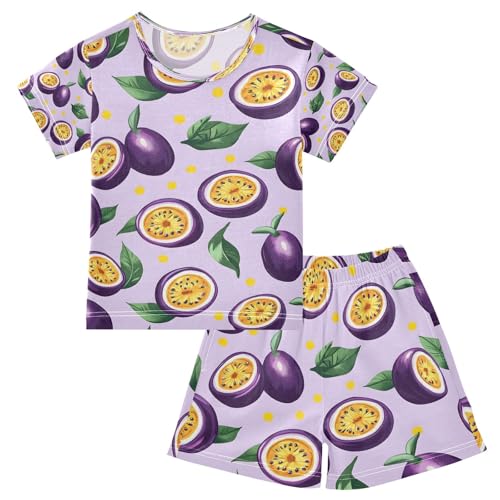 senya Passion Fruit Purple Summer Pajamas Set Short Cotton Sleepwear 2 Piece