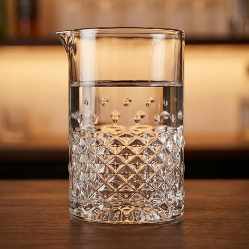 Vaso mezclador de cóctel de vidrio de 700ml con fondo grueso para mezclar bebidas en barra 5
