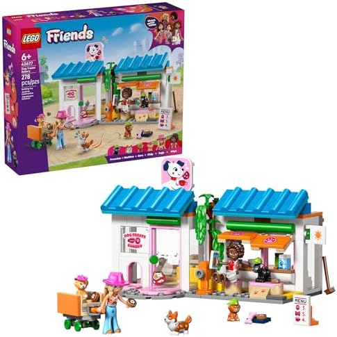 LEGO Friends Dog Treats Bakery Building Toy for Girls & Boys - Pretend Play Set for Kids, Ages 6+ - W/Aliya & Sage Minidolls, 2 Toy Dog Figures, & Accessories - Gift Idea for Birthdays - 42677