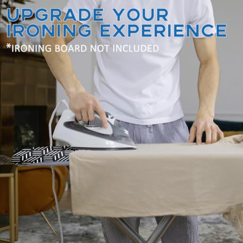 Image of Black Ironing Board Cover and Pad 15x54, RAINHOL Extra Thick Standard Size | Full Size Aluminum Coated Iron Table Cover, Stain & Scorch Resistant with Elastic Edge