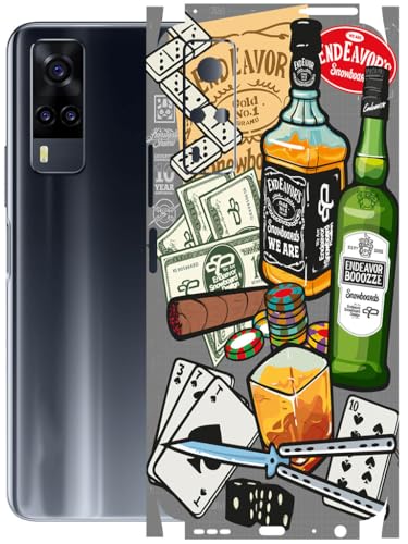 Image of AtOdds - Full Body Back Screen Guard Protector Film - Lamination Wrap Skin Sticker Compatible with VIVO Y31 | Scratchproof Matte Finish (Wine Graffiti)