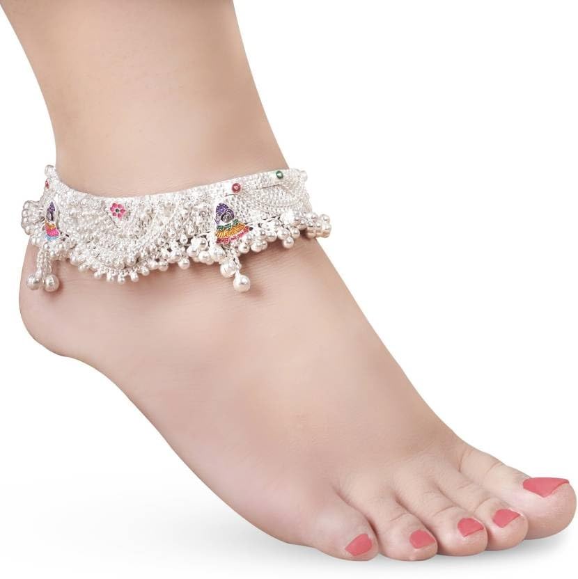 Buy Shrinidhi Indian Traditional White Metal Anklets Payal Designer