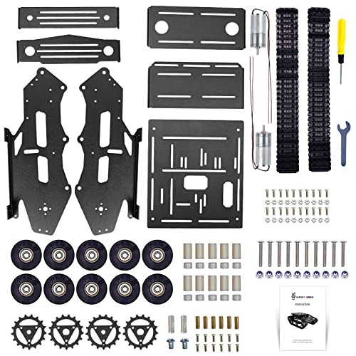 smart robot car chassis kit aluminum alloy big tank chassis with 2wd motors for arduinoraspberry pi diy rc shock absorbing tracked robot car toys - learning kit black